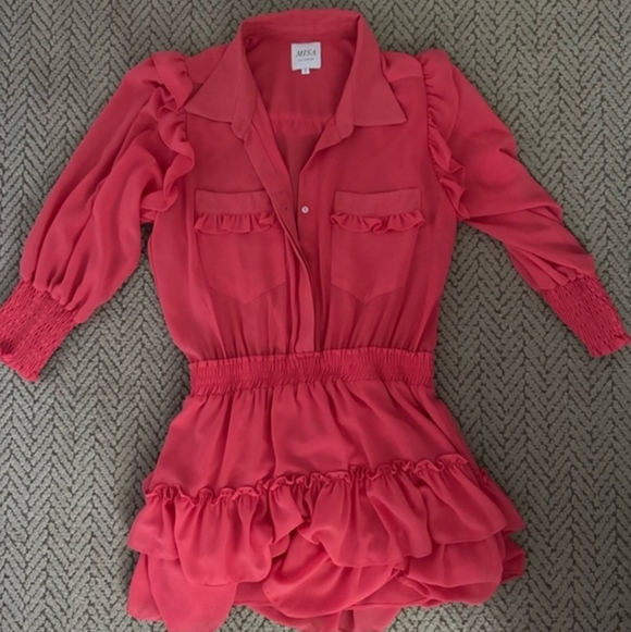 MISA $317 LOS ANGELES Riona mini Dress in Coral Size L - Picture 5 of 5